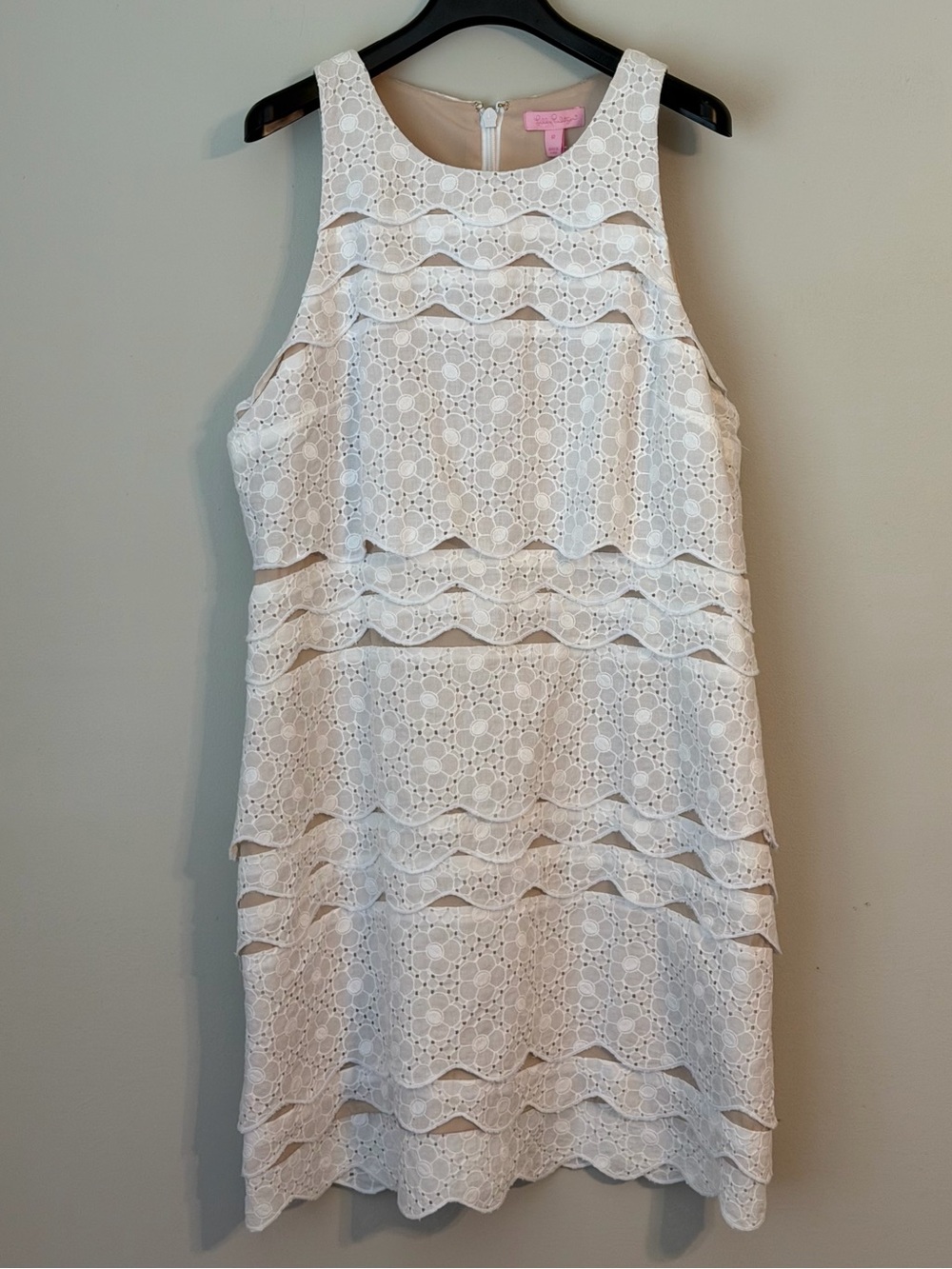 Lilly Pulitzer White Sleeveless Lace Tiered “Brenton Shift” Dress, Size 12 NWT